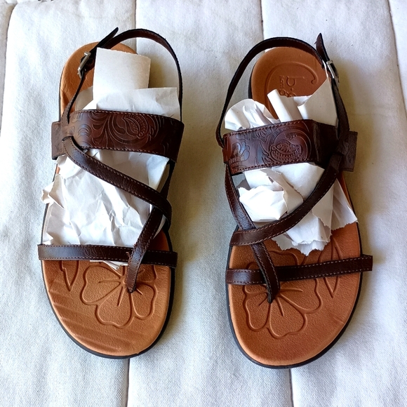 boc Shoes - BOC Brown Leather Sandals with Floral Design_10